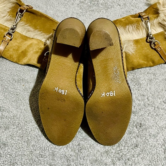 Coach Jessica Made In Italy Tan Fur-Trimmed Women's Boots - Picture 8 of 10